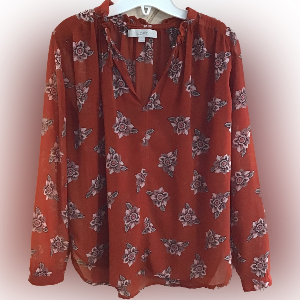 LOFT Sheer Floral Blouse Seasonless